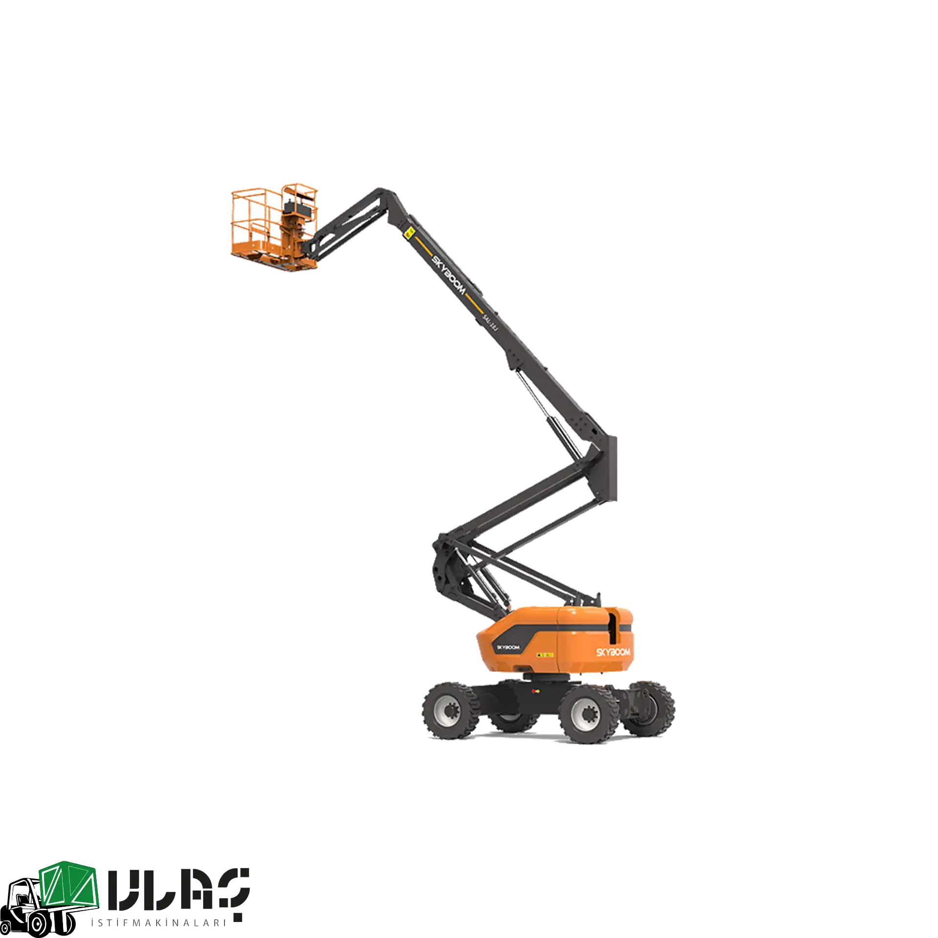 20 metre çalışma yüksekliğine sahip dizel eklemli platform — Ulaş İstif Makinaları güvencesiyle geliştirilen, 4×4 çekiş sistemi, geniş yatay erişim kapasitesi ve güçlü dizel motoruyla açık alan profesyonel kullanıma uygun ağır hizmet platformu görseli.